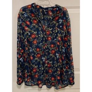 2X Kut from the Kloth sheer blue floral top